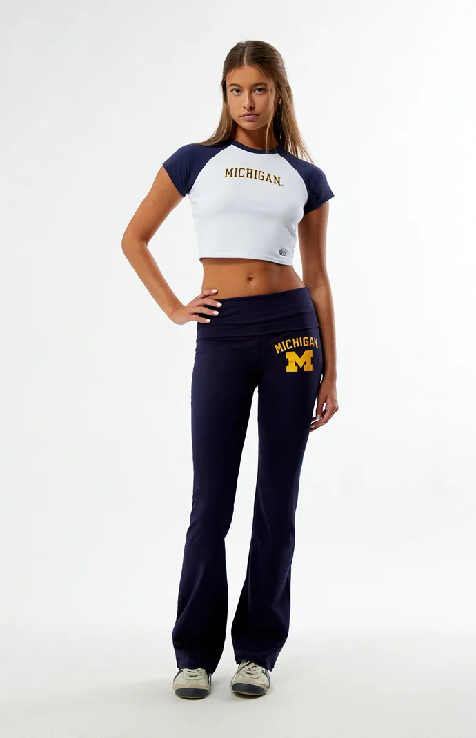HYPE & VICE Michigan Wolverines Fold-Over Yoga Pants | Pacsun