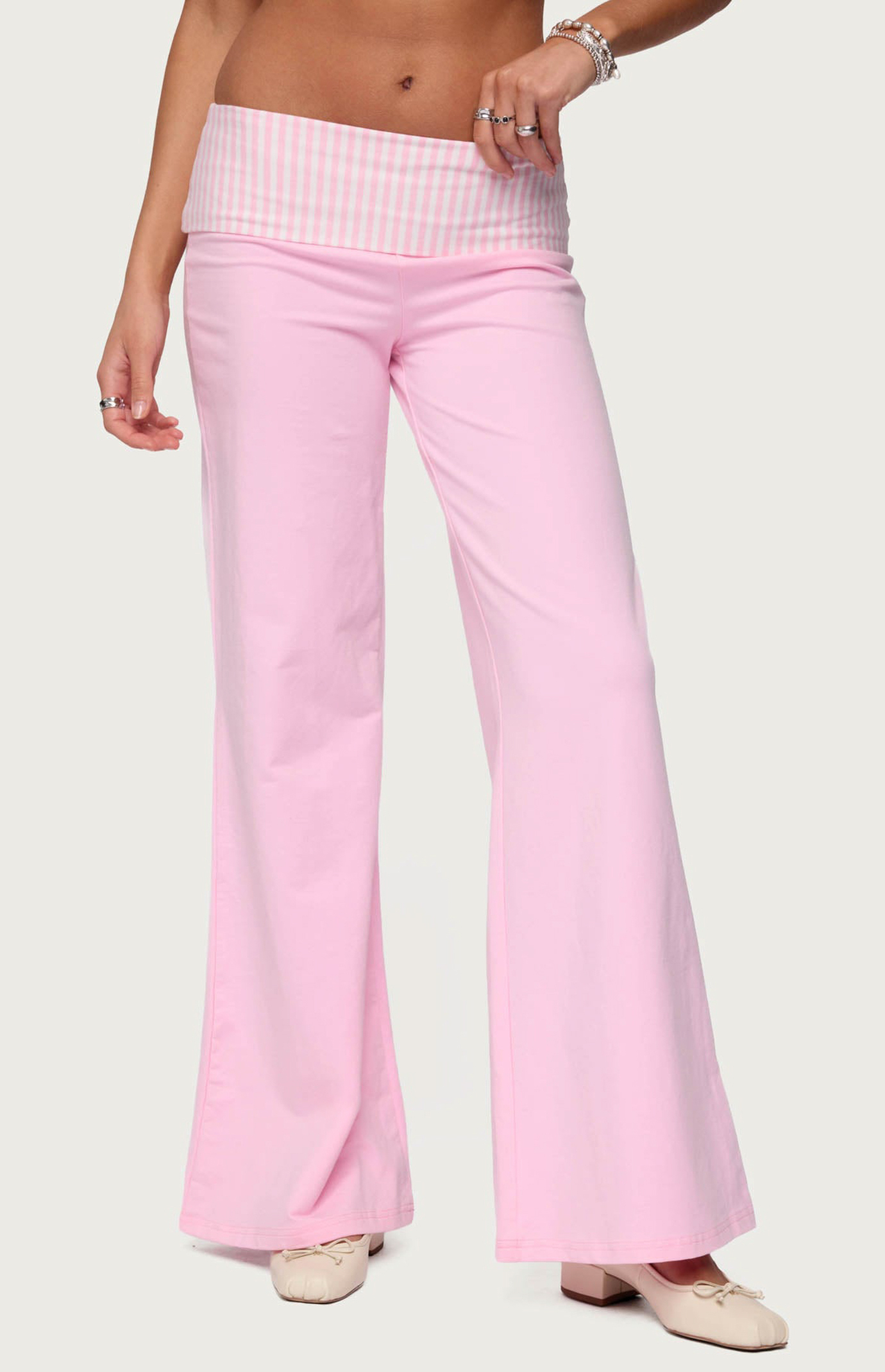 Edikted Meshey Striped Fold Over Pants | PacSun