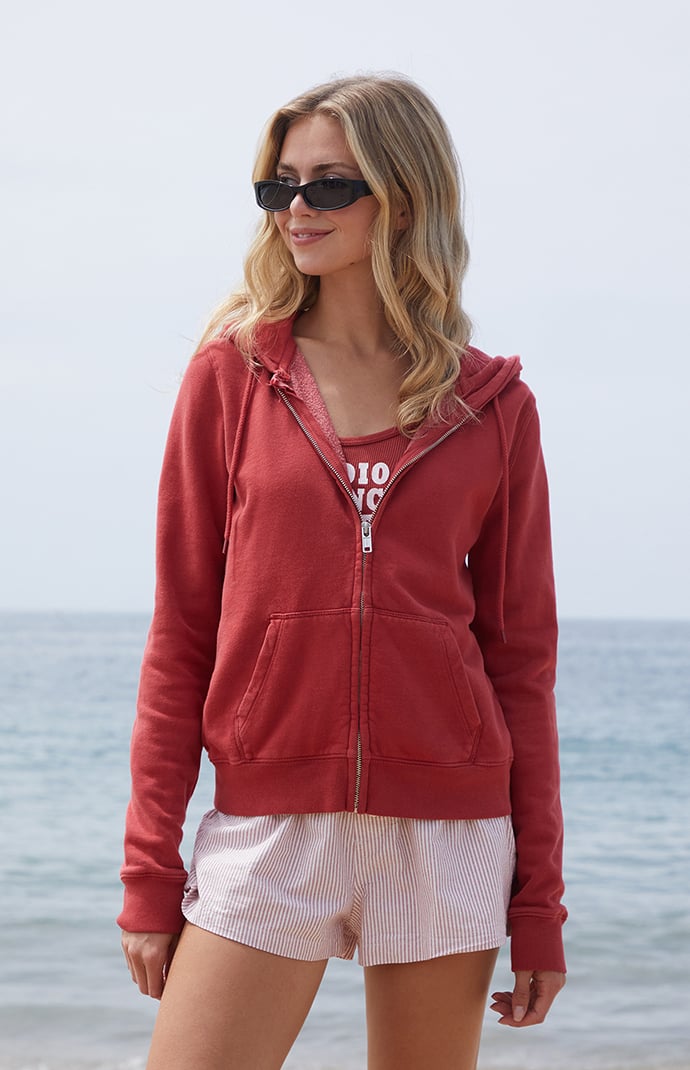 John Galt Red Alana Zip Up Hoodie | PacSun