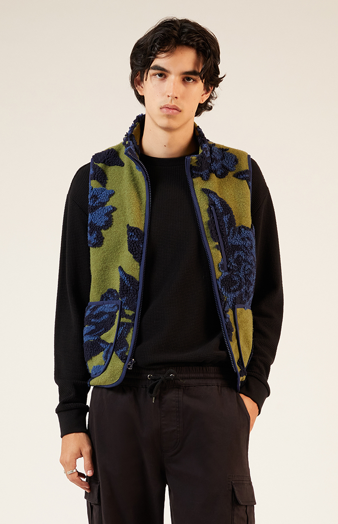 PacSun Olive Sherpa Print Vest | PacSun