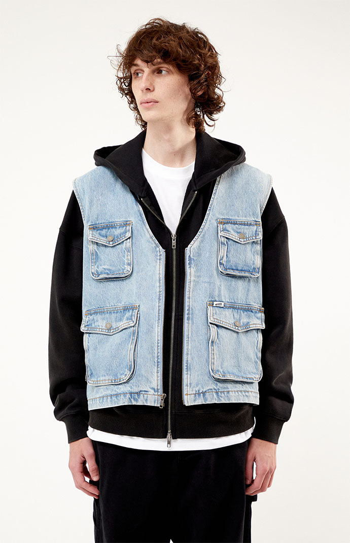 Denim utility vest store