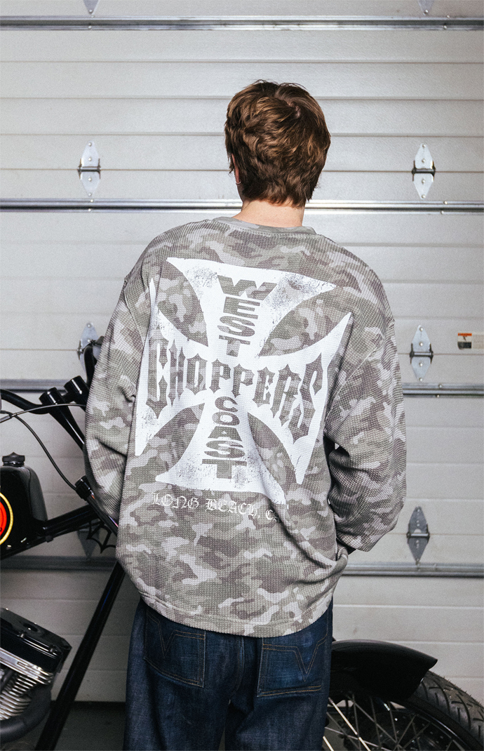 West Coast Choppers Camo Long Sleeve Waffle Knit T-Shirt | Pacsun