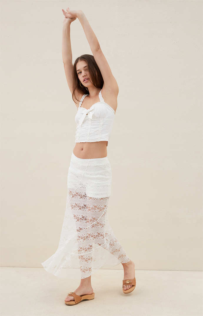 [Margesherwood ] / ☆ LACE TRACK MIDI SKIRT / black LACE TRACK MIDI SKIRT_black - MARGESHERWOOD