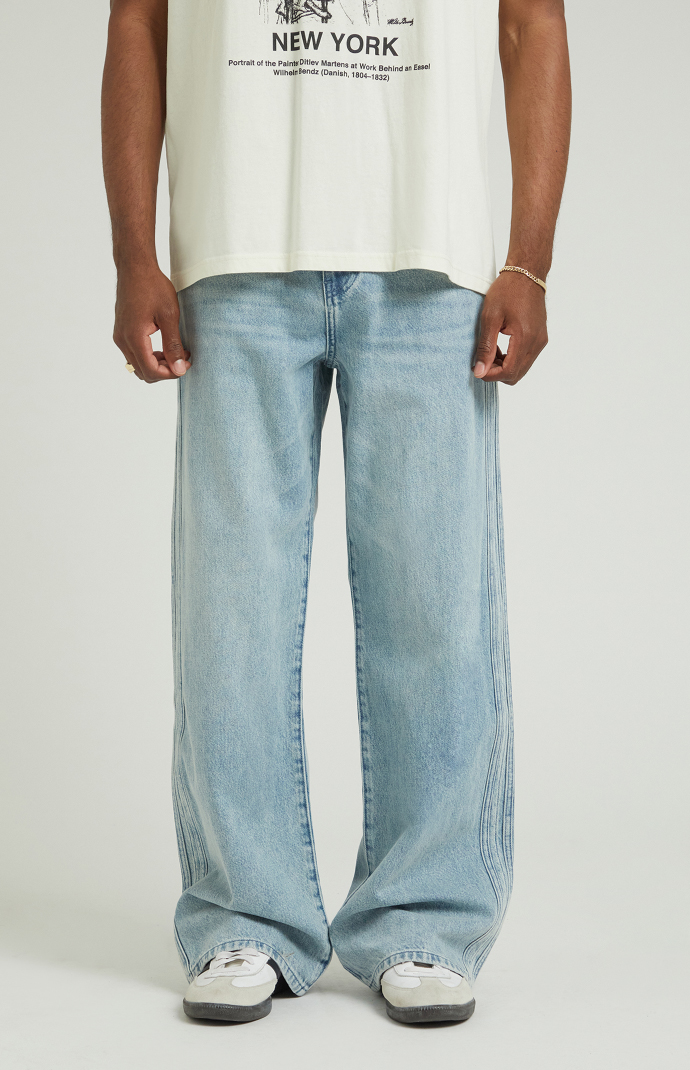 Pacsun Light Indigo Tonal Stripe Extreme Baggy Jeans | PacSun