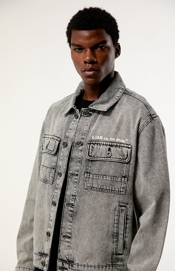 L/AB c/o Off-White Black Trucker Denim Jacket | Pacsun