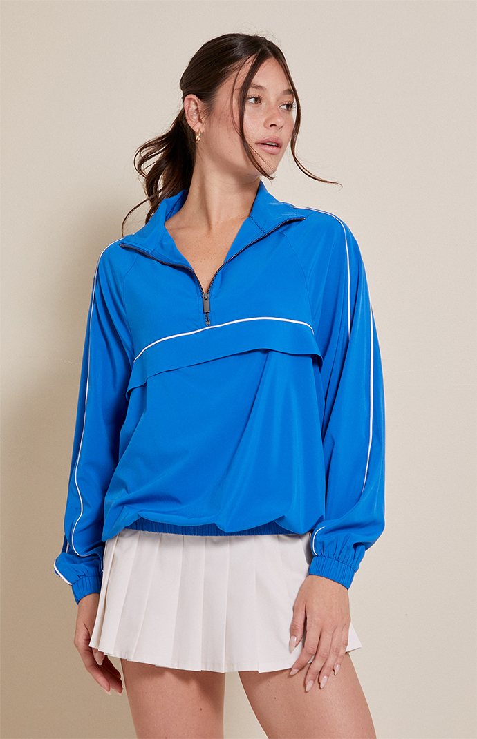 PAC 1980 Active Blue Half Zip Windbreaker Track Jacket | PacSun