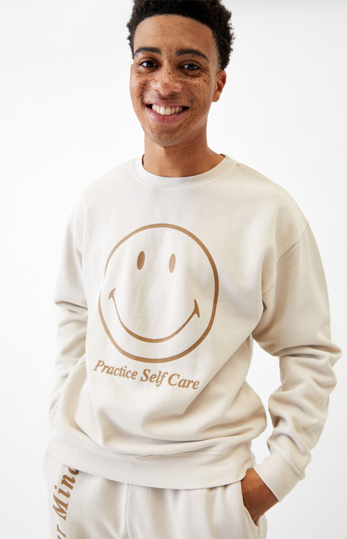 Smiley Self Care Crew Neck Sweatshirt PacSun