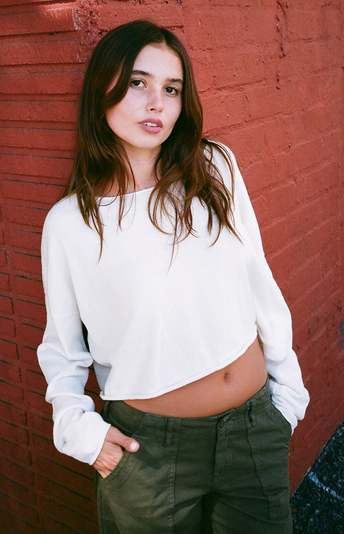 Wide neck sweater on sale