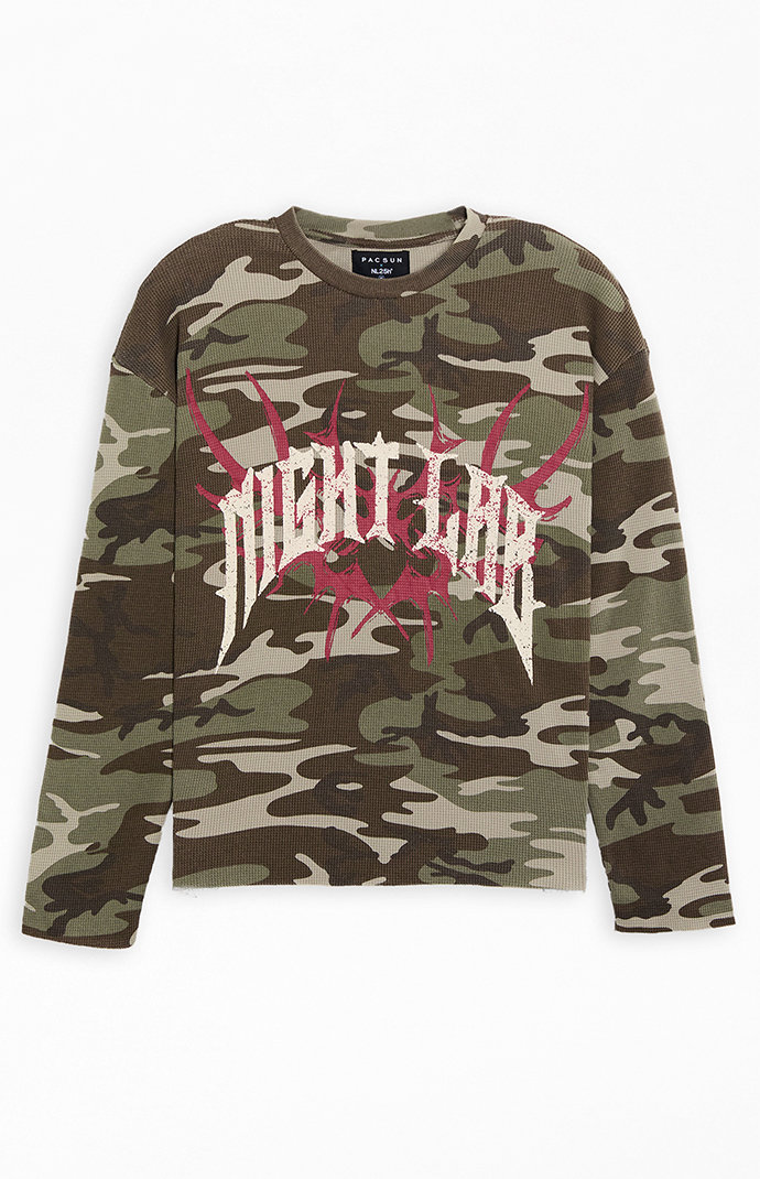 Nightlab Night Camo Waffle Knit Long Sleeve T-Shirt | Pacsun
