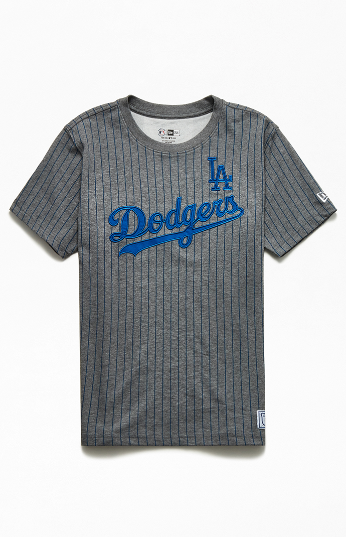 Los Angeles Dodgers New Era Girls Youth Pinstripe V-Neck T-Shirt - White