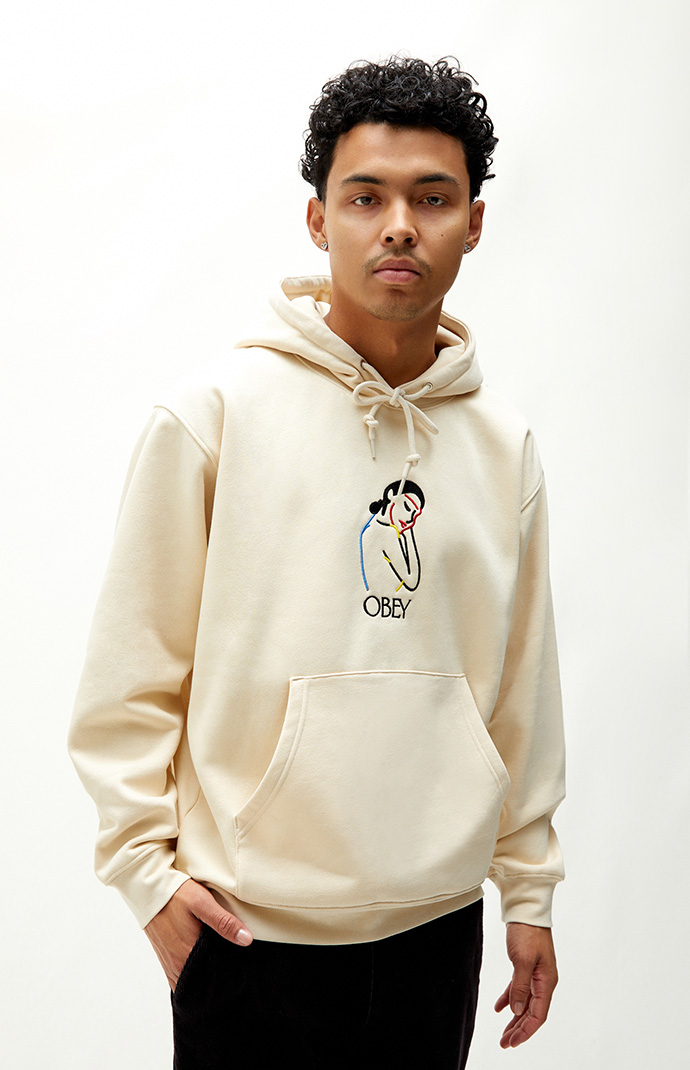 obey cream hoodie