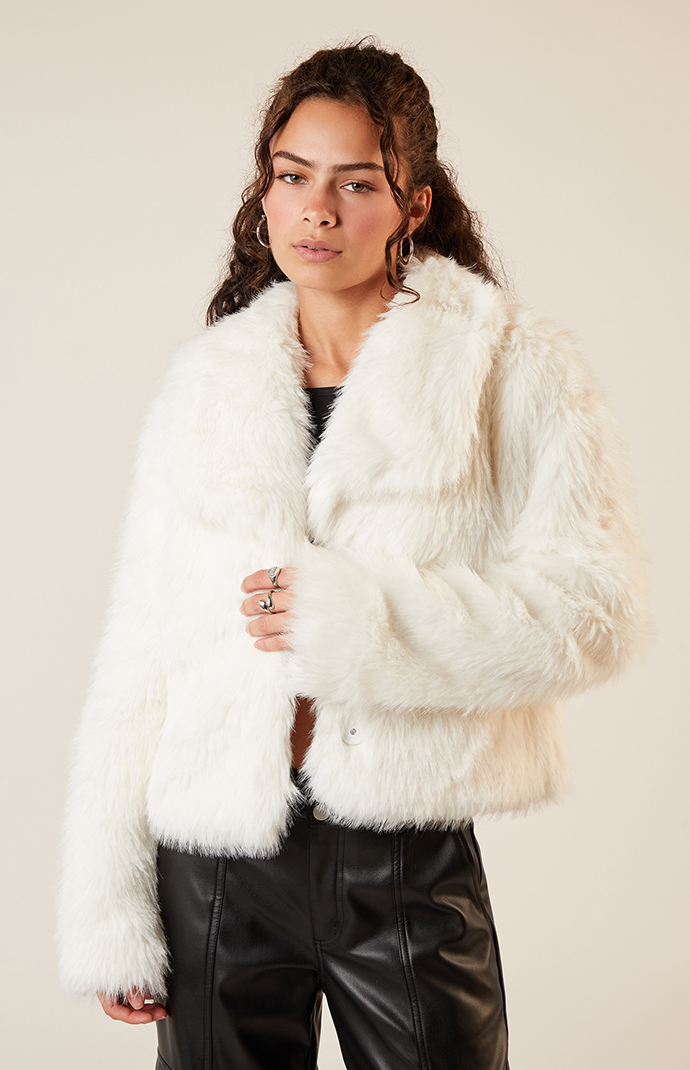 Glamorous Faux Fur Cropped Coat PacSun