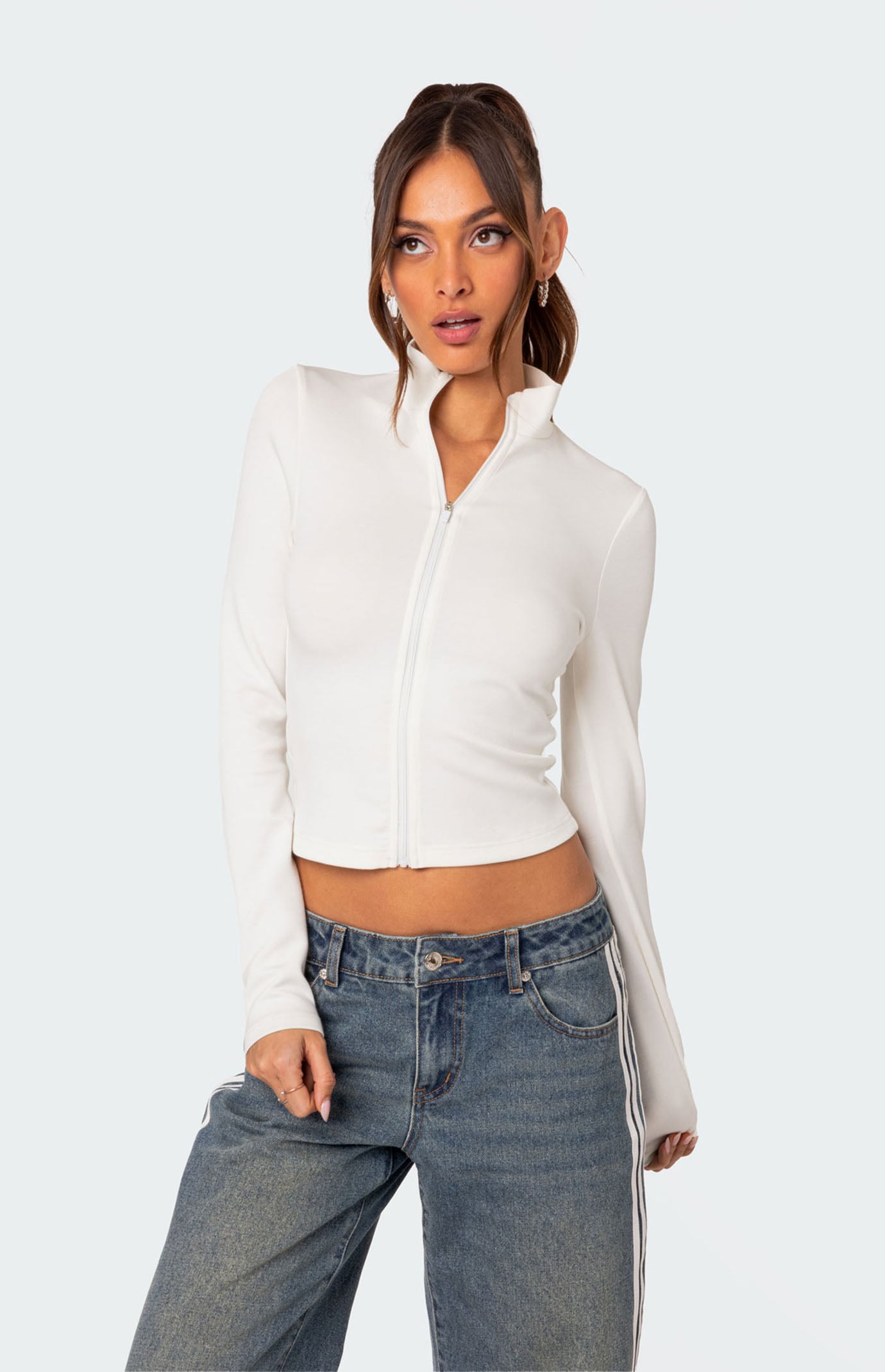 Edikted Tessa High Neck Zip Up Cardigan | Pacsun