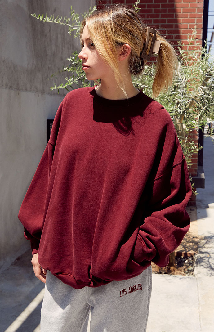Burgundy crew neck sweatshirt sales