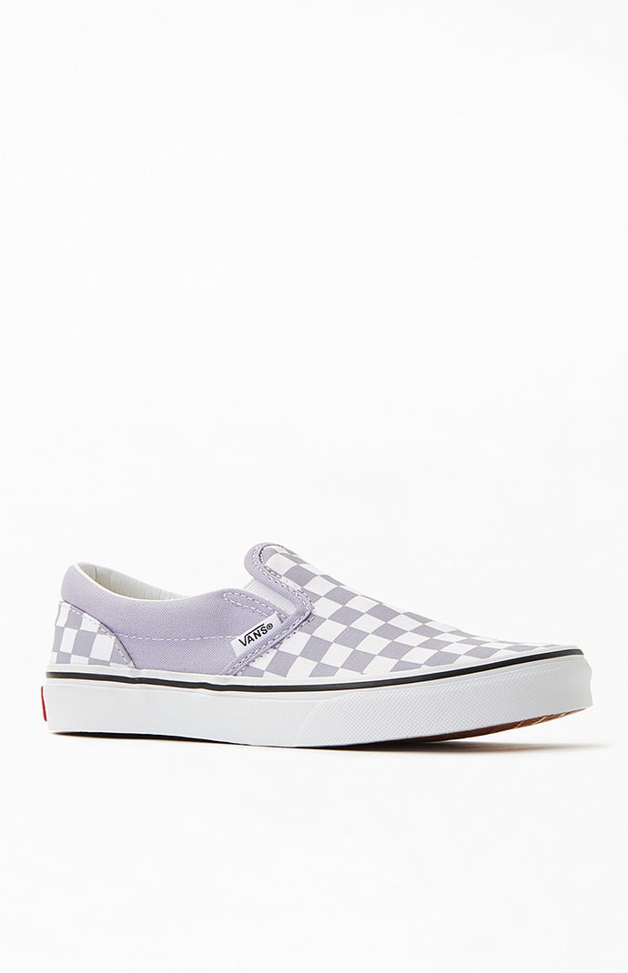 Vans Kids Lavender Checker Classic Slip On Shoes PacSun