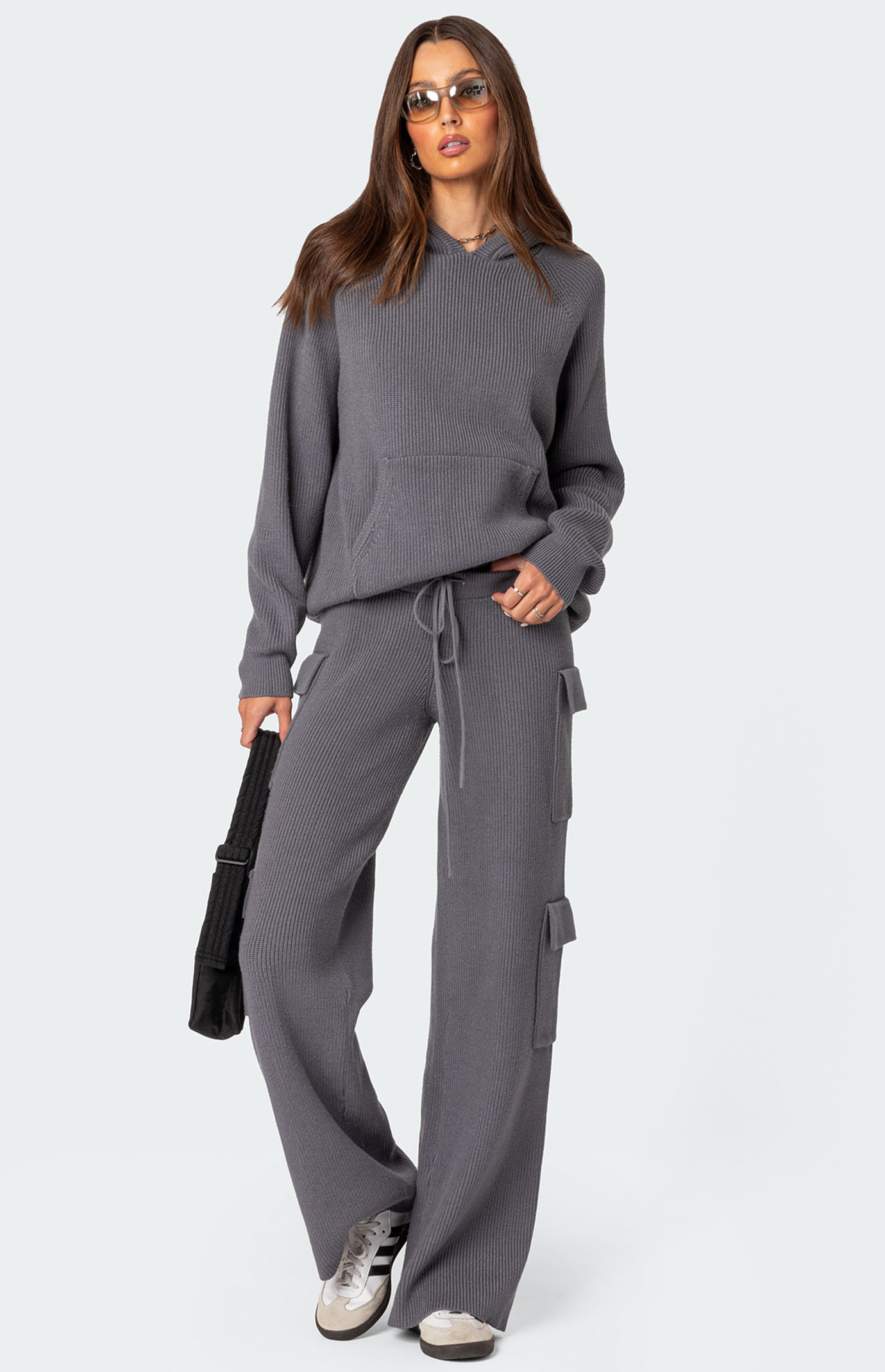 Oversized knit hoodie top