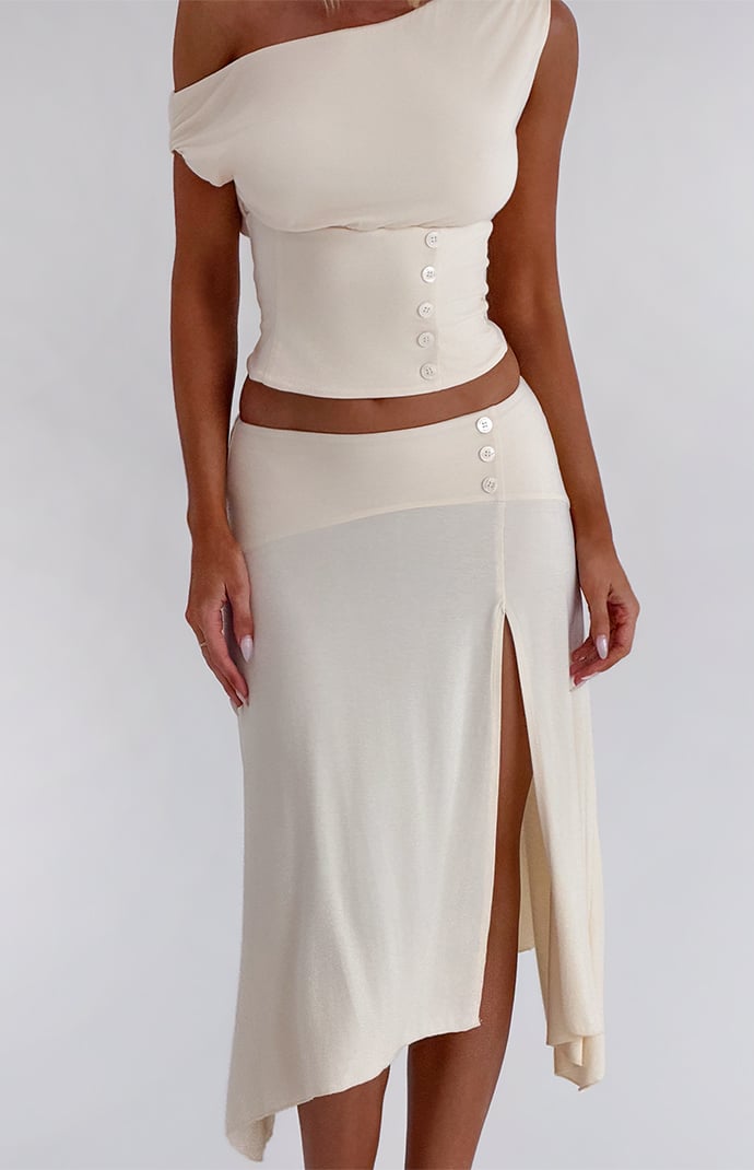 Tiger Mist Curved Yoke High Low Midi Skirt | Pacsun