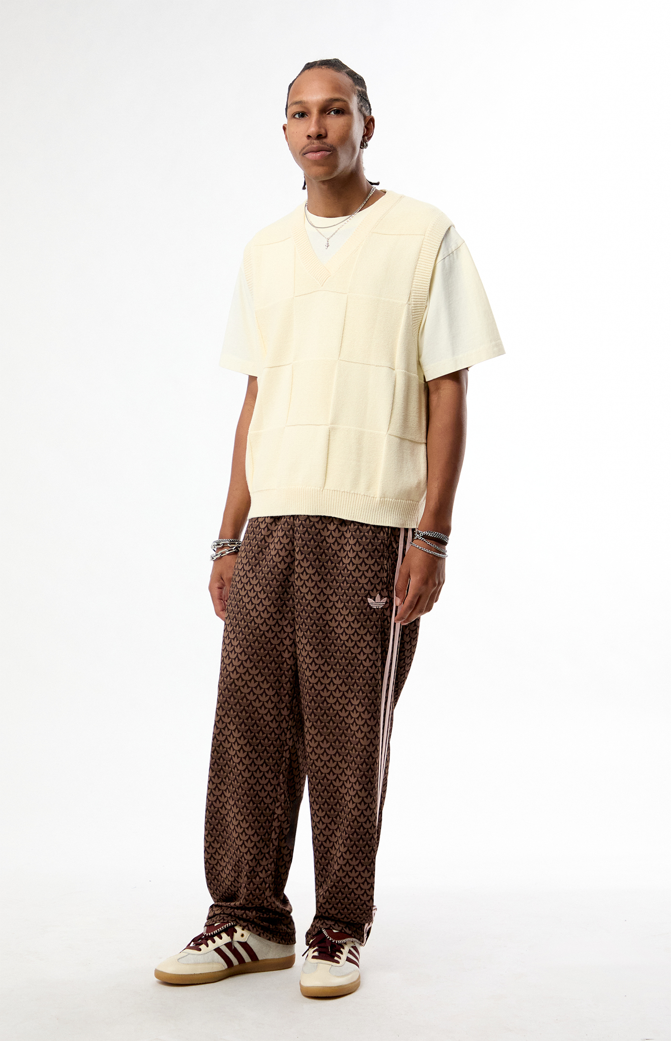 adidas Brown Firebird Monogram Loose Track Pants | Pacsun