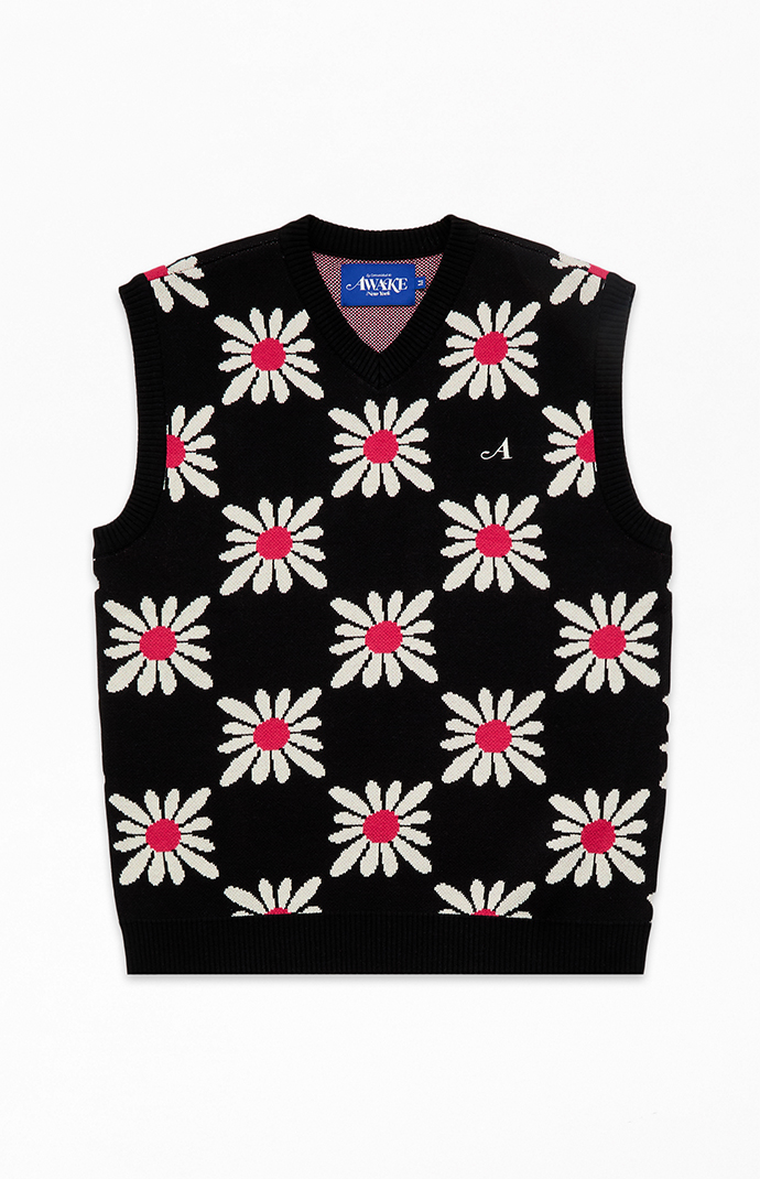 Awake NY Checkered Floral Sweater Vest | Pacsun