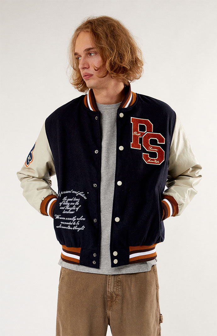 PacSun Navy Tapestry Gas Jacket