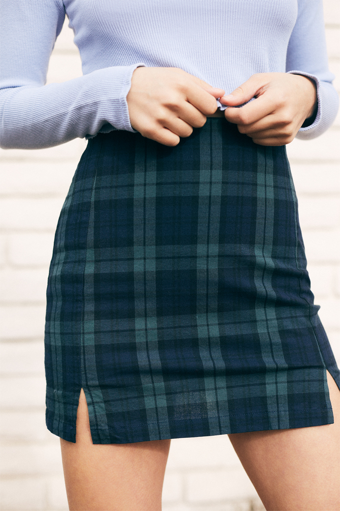 purple plaid skirt pacsun