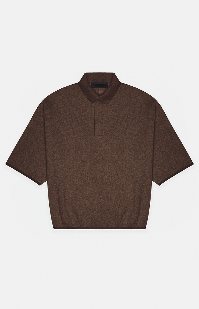 Fear of God Essentials 3/4 Sleeve Polo Shirt 'Heather Wood