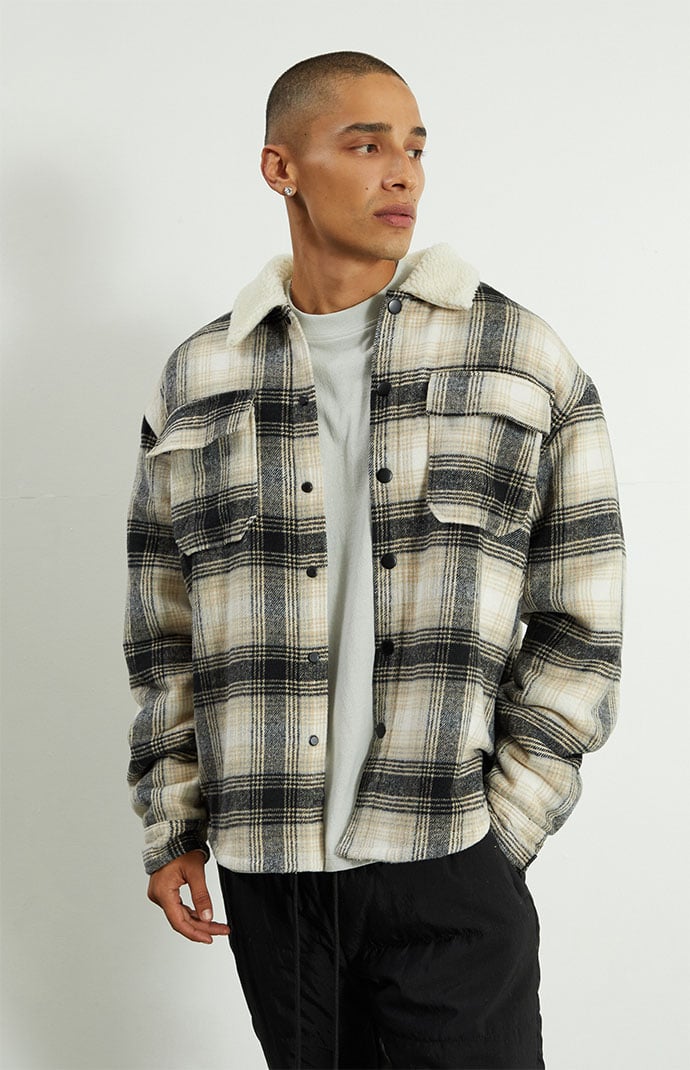 Plaid sherpa jacket men's 2025