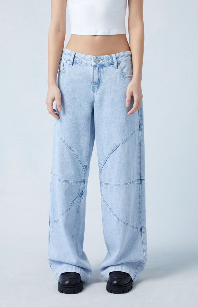 Pacsun Eco Light Indigo Seamed Low Rise Baggy Jeans | Pacsun