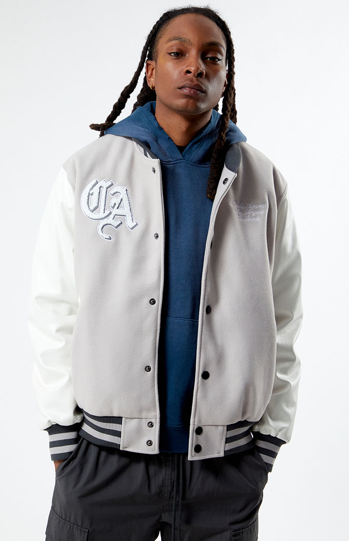 PacSun Flower Embroidered Navy Varsity Jacket!