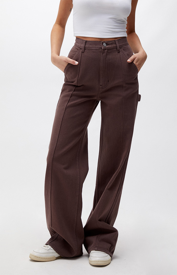 PacSun Brown Ultra High Waisted Fitted Flare Pants