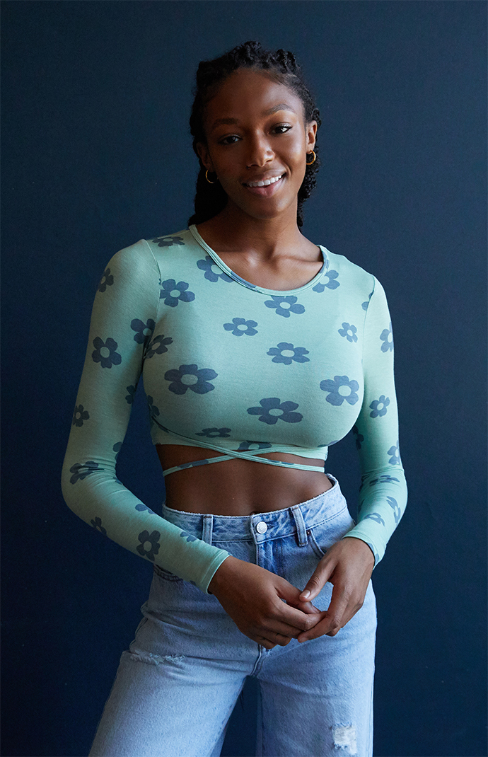 PacCares Belted Long Sleeve Crop Top | PacSun