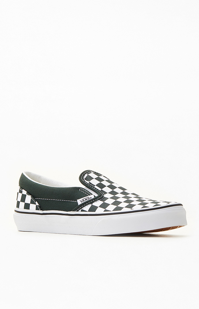 green checkered slip on vans