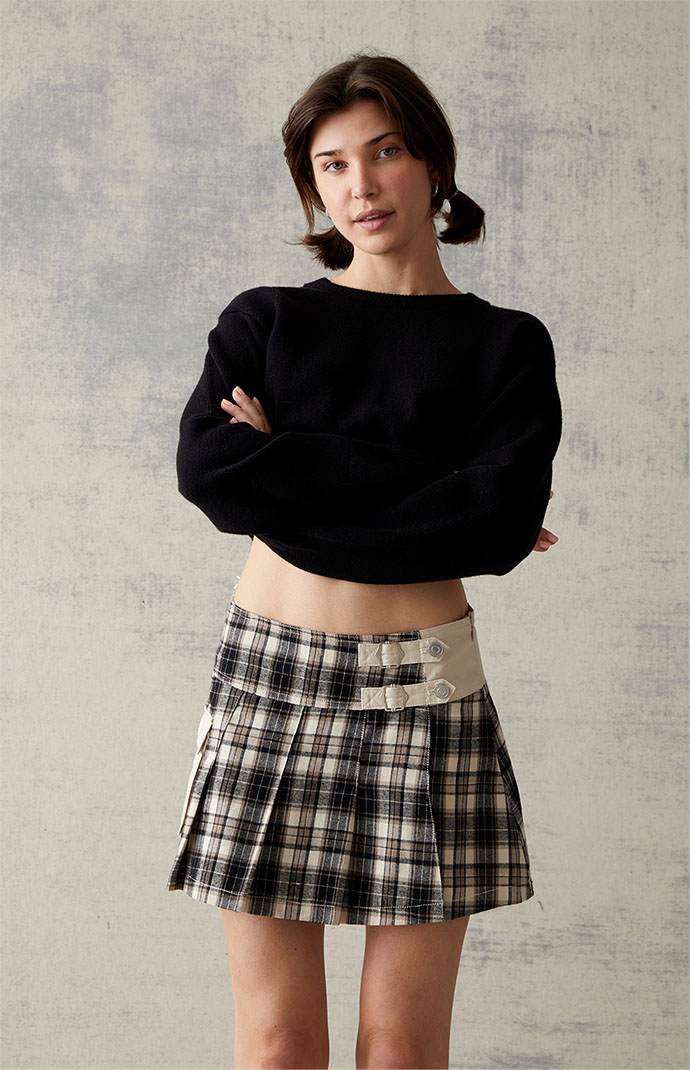 Black and white plaid skirt pacsun cheap