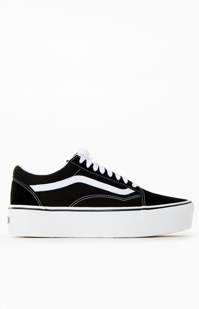 Vans old skool platform discount black white