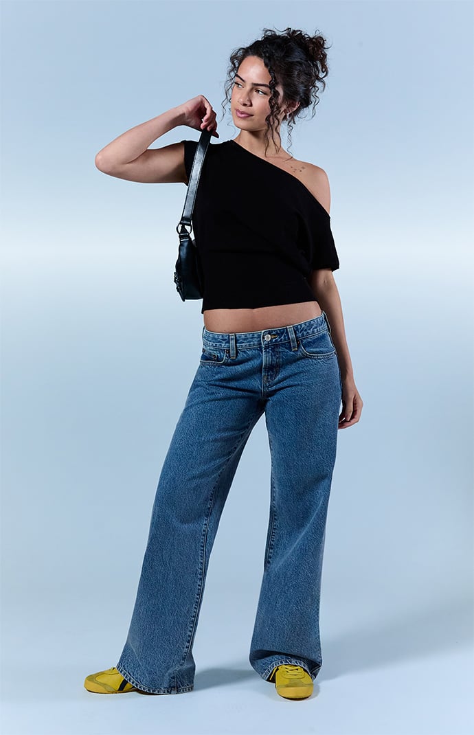   Jeans バックレス デニム タンクトップ XS Pacsun Zoe Low Rise Girlfriend Jeans Medium Blue Wash | Pacsun