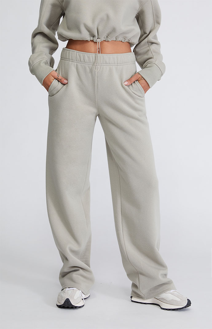 【mnem】Mer Belt Wide Sweatpants Mid-Rise Wide Leg Sweatpants