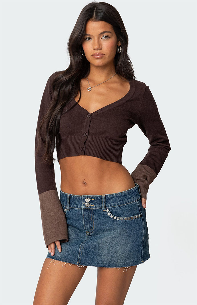 Edikted Color Block Flared Sleeve Cardigan | PacSun