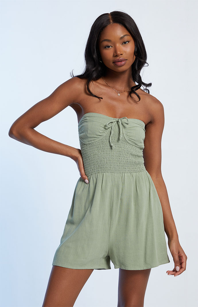 Smocked cheap strapless romper
