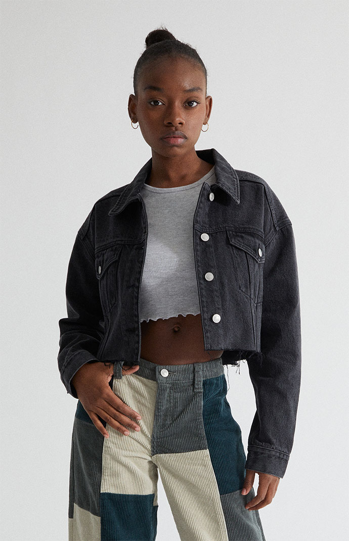 Black jean deals jacket crop