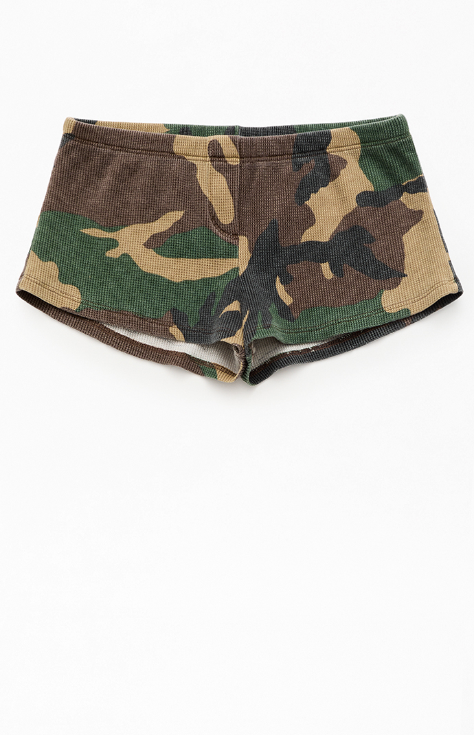 John Galt Camo Waffle Knit Boxer Shorts | Pacsun
