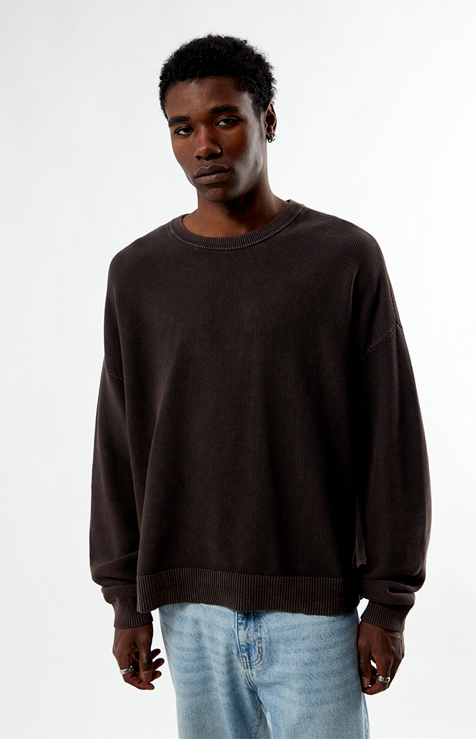 Pacsun Brown Textured Crew Neck Sweater | Pacsun