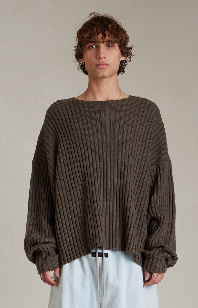 Fear of God Essentials Ink Raw Neck Sweater | PacSun