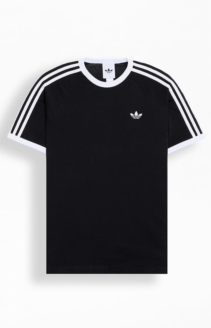 adidas Black Three Stripe T-Shirt | Pacsun