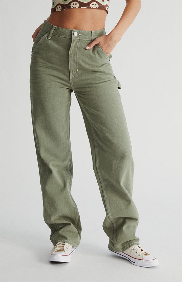 PacSun Olive Boyfriend Carpenter Pants PacSun