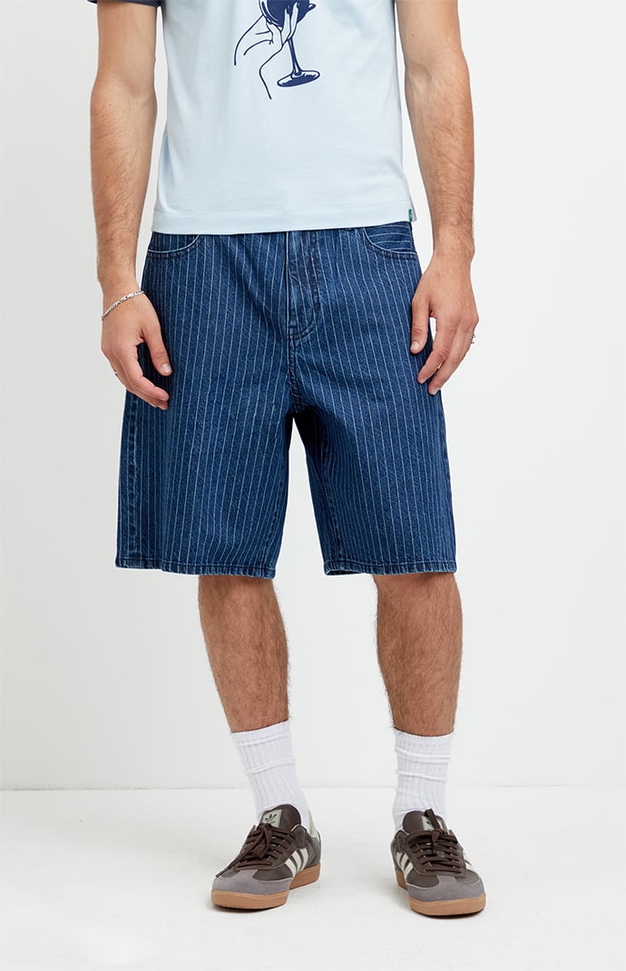Pacsun Parker Baggy Jean Shorts Striped Dark Blue | Pacsun