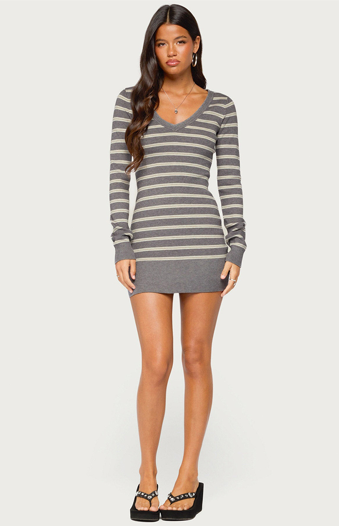 Edikted Kerla Striped Knit Long Sleeve Mini Dress | Pacsun