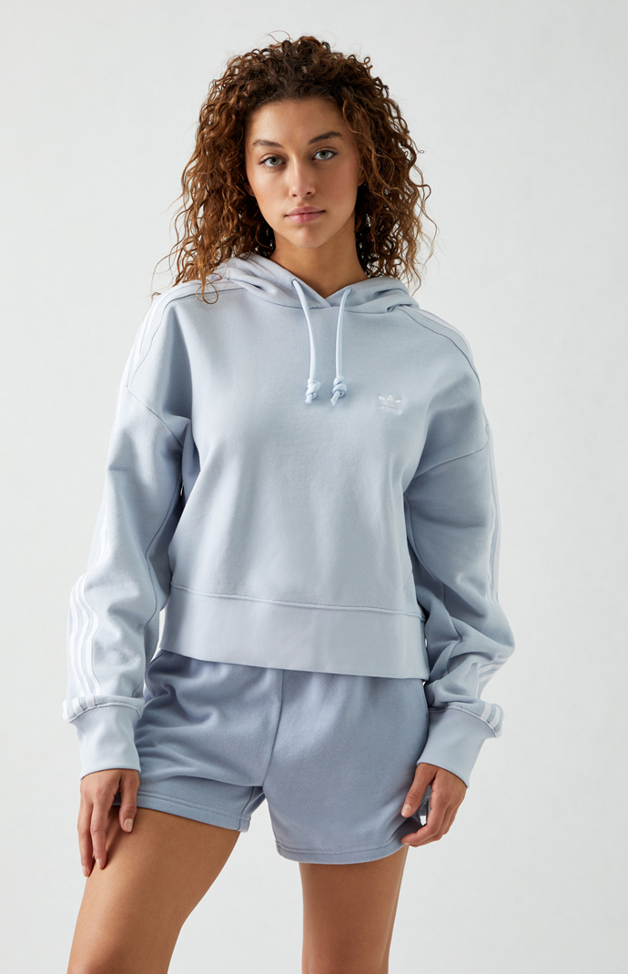 observación Desigualdad Hacia fuera adidas Light Blue Cropped Hoodie | PacSun