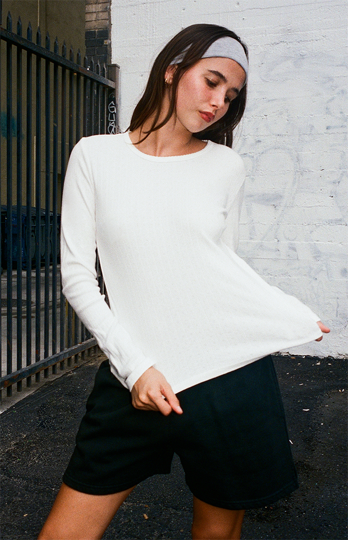 John Galt White Pointelle Long Sleeve Top | PacSun John Galt White Pointelle Long Sleeve Top | PacSun