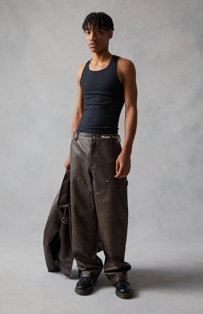 FORD Faux Leather Double Knee Carpenter Pants | Pacsun