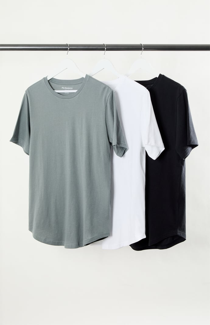 Pacsun 3 Pack Solid Color Scallop T-Shirts | Pacsun display picture 3